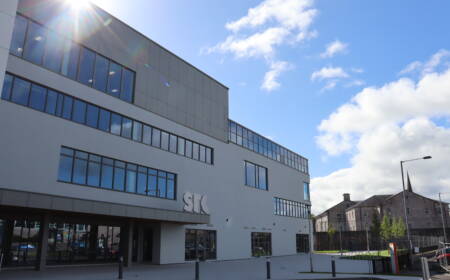 Exterior of the large and modern SRC Armagh campus